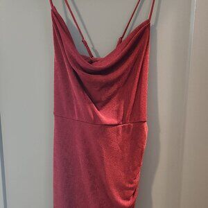 Red Corss Back Spaghetti Strap Party Dress